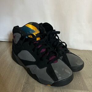 Jordan Kids Sneakers Black Gray with Purple and Yellow Highlights